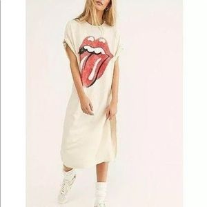 Free People Cream Maxi Dress with Red Graphic